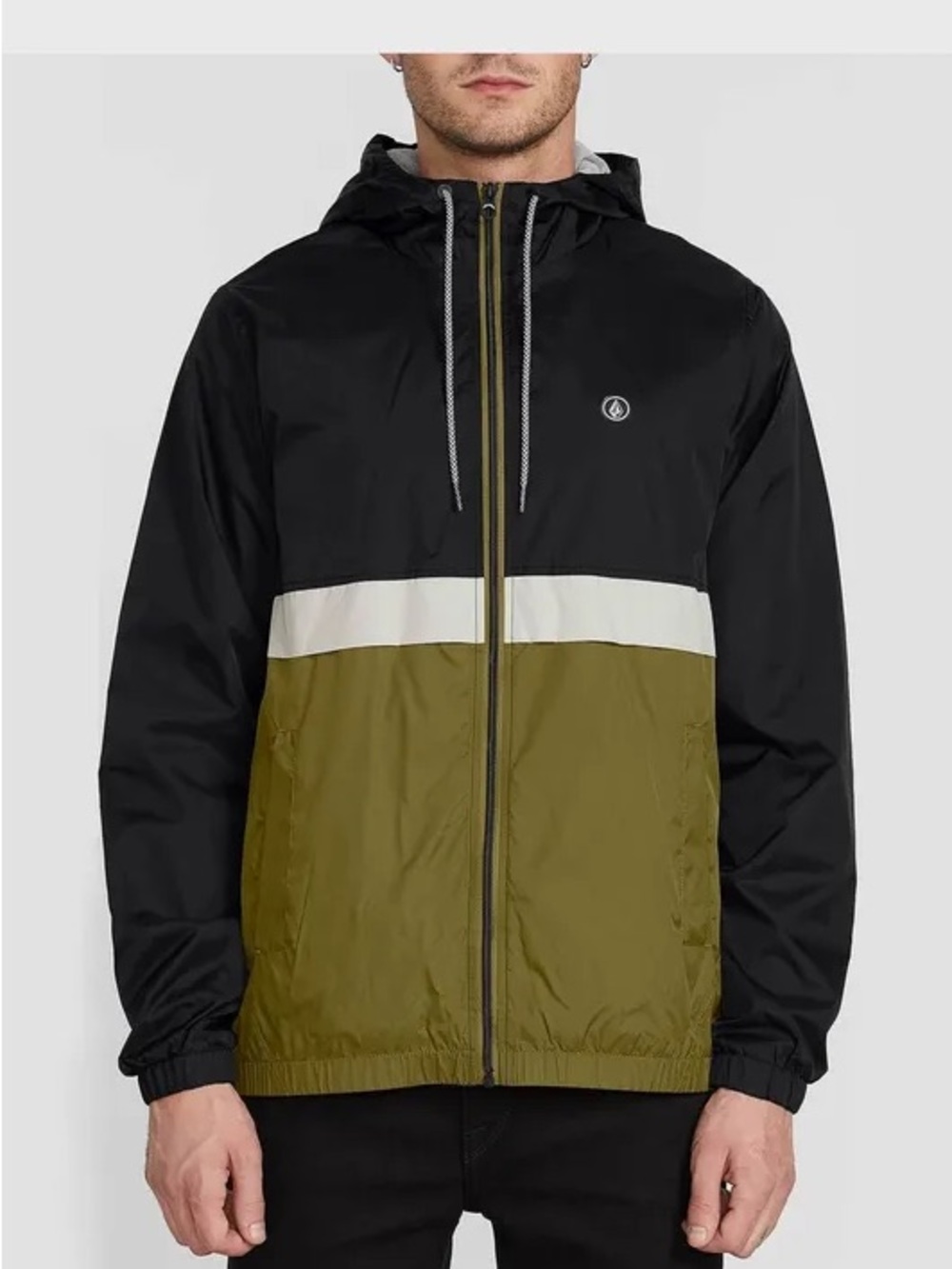 Volcom Men's Ermont Windbreaker Jacket in Olive/ Black size XL